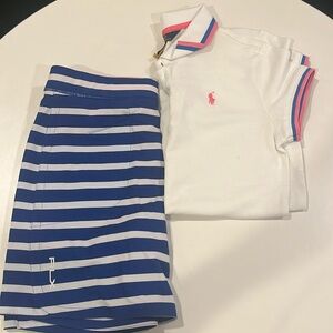 Polo RLX skort and polo pink and blue set outfit.